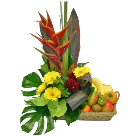 Tropical Flowers & Fruit Basket