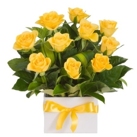Modern 12 Yellow Roses
